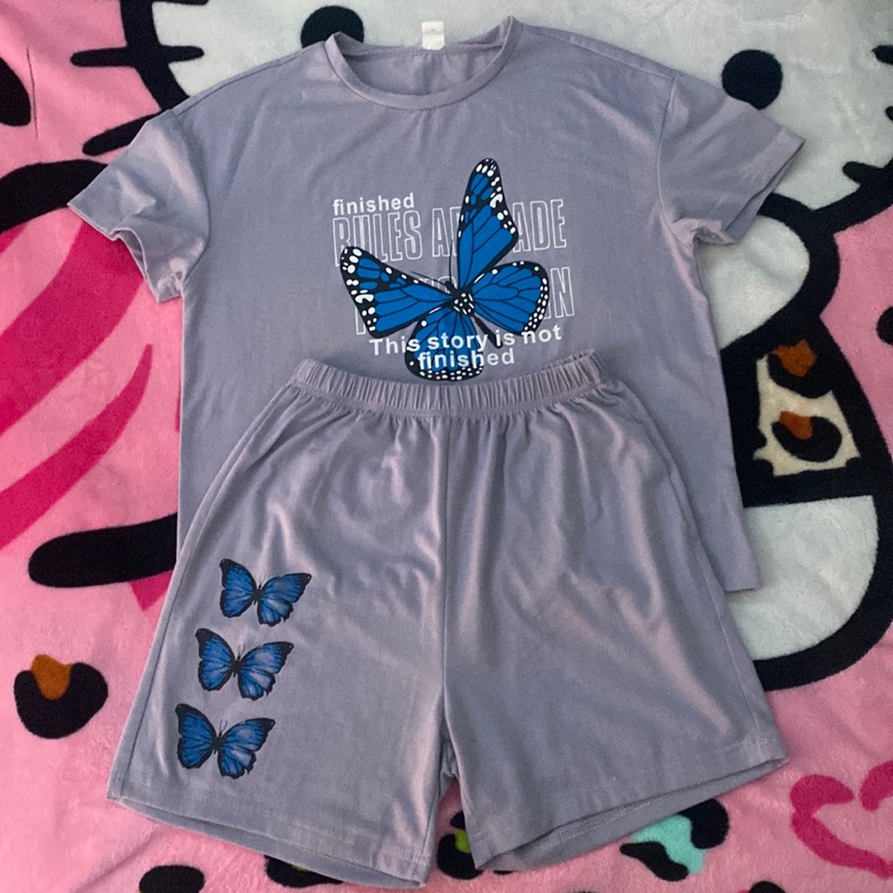 Purple and blue set with butterflies for girls!!